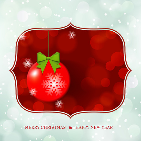 Christmas Ball on defocus shiny background with space for your textのイラスト素材