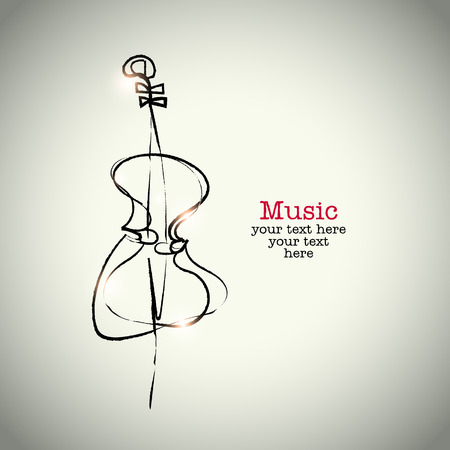 Grunge drawing cello with inkのイラスト素材