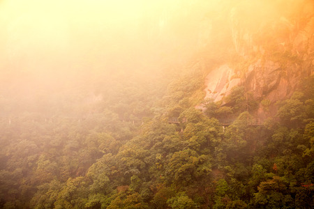 landscape of fog mountains of chinaの写真素材