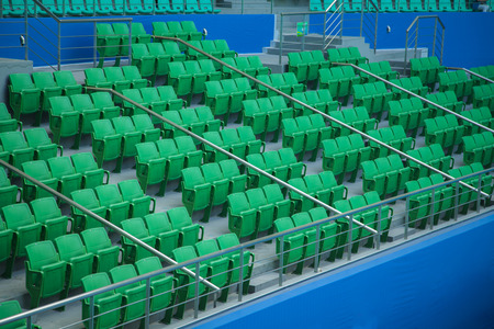 Sport stadium plastic chair on bleachers view rowのeditorial素材