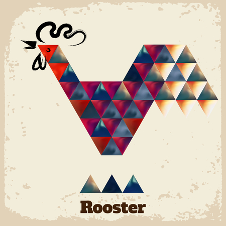 Abstract triangular elements of roosterのイラスト素材