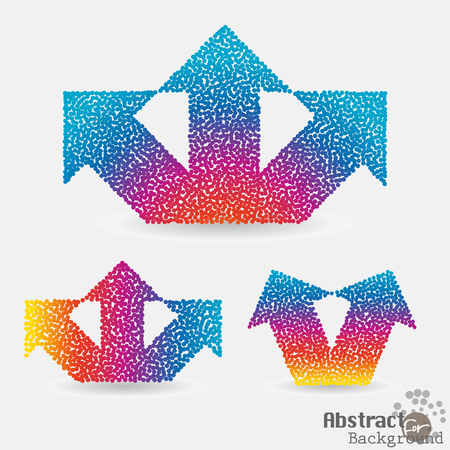 Modern colorful stippling branch arrows set, symbol.のイラスト素材