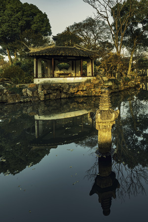 Chinese traditional garden at Suzhou in Chinaのeditorial素材