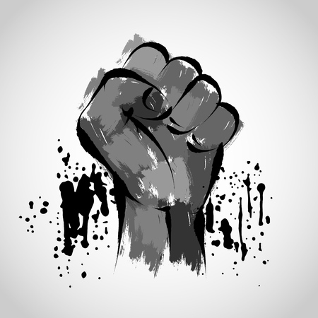 Raised Fist and inkblot on White Backgroundのイラスト素材