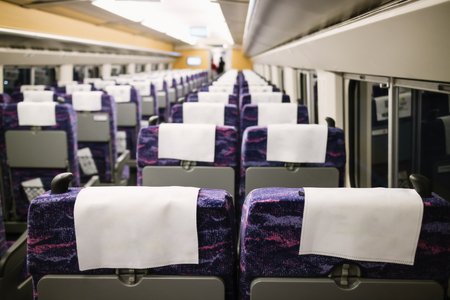 Blank space of chair back, Inside high speed train compartmentのeditorial素材