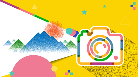abstract creative concept camera background for Web and Mobile Applications, Illustration template design, business infographic, page, brochure, banner, presentation, poster, cover, booklet, document.のイラスト素材