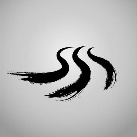 Grunge hand drawn paint curved brush strokeのイラスト素材