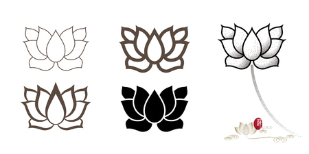 lotus flower setsのイラスト素材