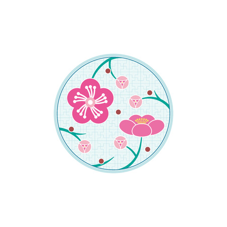Oriental style pattern plum blossom, cherry blossomのイラスト素材