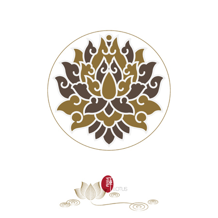Chinese traditional lotus decoration patternのイラスト素材