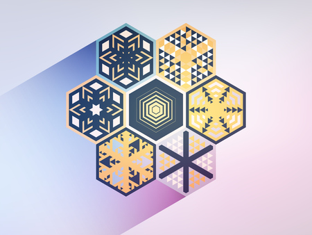 Fashion geometrical pattern in retro colors  for invitation, greeting card, poster design. Hexagon...