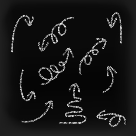Hand drawn chalk painting grunge  arrows set.のイラスト素材