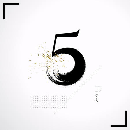 Vector of calligraphic ink number five 5.のイラスト素材