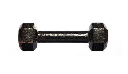 Old dumbbell on white backgroundの写真素材