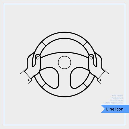Hand holding steering wheel icon - Professional, Pixel-aligned, Pixel Perfect, Editable Stroke, Easy Scalablility.のイラスト素材