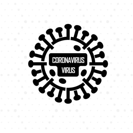 Coronavirus Icon, COVID-19 Novel Coronavirus Bacteria. Black and White Monochrome Style.のイラスト素材