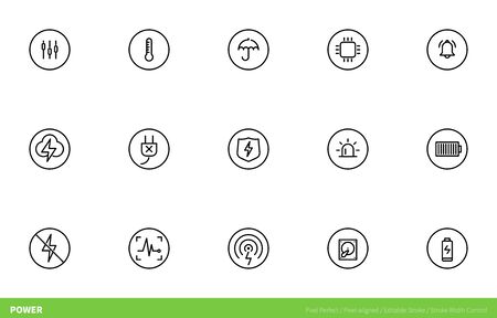 Power Icon - pixel-aligned, Pixel Perfect, Editable Stroke, Easy Scalablility.のイラスト素材