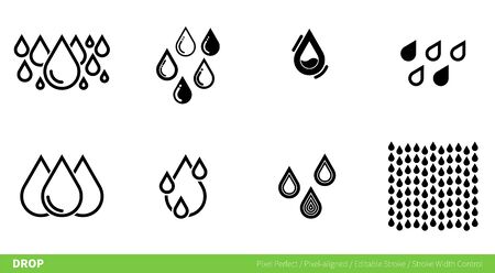 Drops Icon - pixel-aligned, Pixel Perfect, Editable Stroke, Easy Scalablility.のイラスト素材
