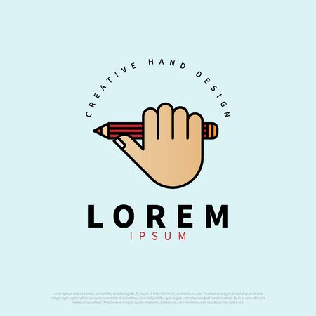 Hand holding pencil for art creative inspiration concept.のイラスト素材