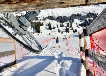 Ski lift for children and beginnersの写真素材