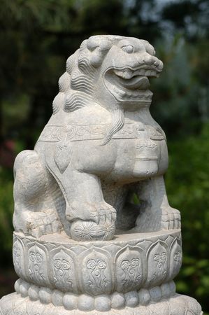    A stone carving of the ancient oriental lion                             の写真素材