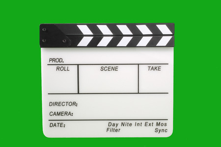 Movie clapperboard - isolated over a white backgroundの写真素材