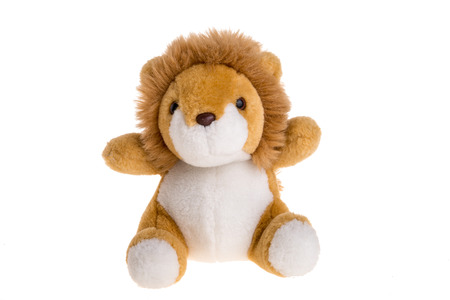 Lion toy on white backgroundの写真素材