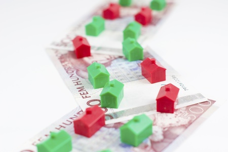 Road with houses on 500 SEK billの写真素材