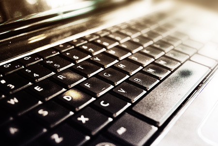 Close up of a laptop's keyboardの写真素材