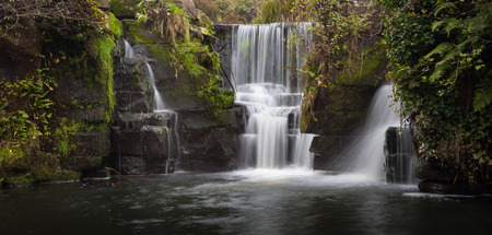 Waterfalls at Penllergare Nature Reserve at Swansea, South Walesの写真素材