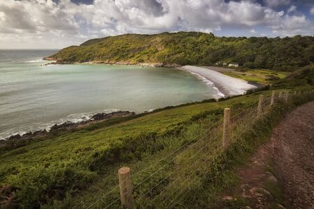 The Wales coastal path at Pwll Du bay on the Gower peninsula, Swansea, a long-distance footpath...
