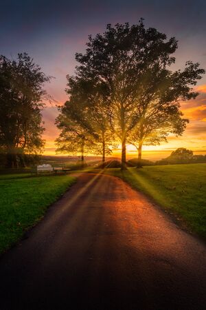 Sunset at Ravenhill park near the Fforestfach area of Swansea, South Wales, UK.の写真素材