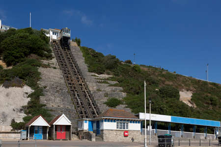 Editorial Bournemouth, UK - September 15th, 2021: The West Cliff Railway, a funicular railway located on West Cliff in Bournemouth UK linking the promenade and beach to the cliff topのeditorial素材