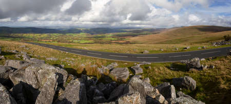 The landscape around the A4069 known as Mountain Road in the Black Mountain in South Wales UKの写真素材