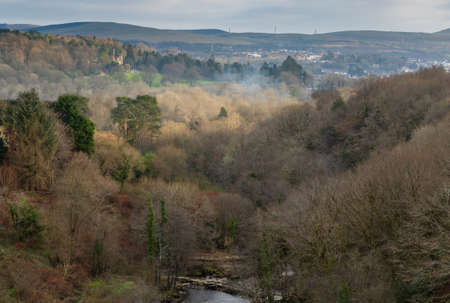 The grade II registered Cyfarthfa Park and Castle, a free tourist attraction in Merthyr Tydfil, Wales UKのeditorial素材
