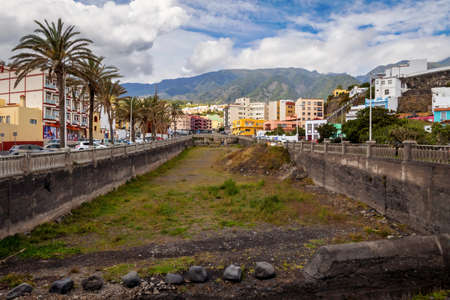 Editorial La Palma, Spain - March 28, 2022: A storm surge channel against the risk of flash flooding on the island of La Palma in the Spanish Canary Islands.のeditorial素材