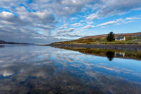 Editorial Scotland, UK - April 27, 2022: Dawn on the River Brittle as it flows into Loch Brittle on the Isle of Skye, Scotland, UKのeditorial素材
