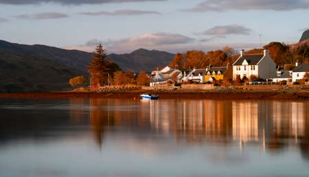Editorial Scotland, UK - April 24, 2022: The former fishing village of Dornie at sunset in the Scottish Highlands, UKのeditorial素材