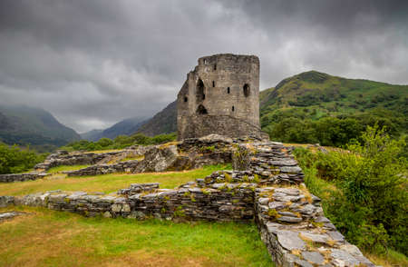 Dolbadarn Castle, an historic fortification built by Prince Llywelyn during the early thirteenth century in Llanberis, Wales UKの写真素材