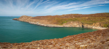 Porthmelgan Beach on the Pembrokeshire coast near the city of St Davids in West Wales UKの写真素材