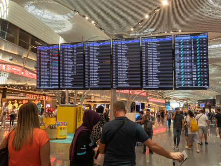 Interior from the main terminal at the new Istanbul Airport in Turkey.のeditorial素材