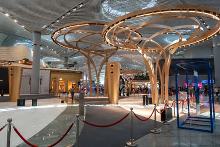 Interior from the main terminal at the new Istanbul Airport in Turkey.