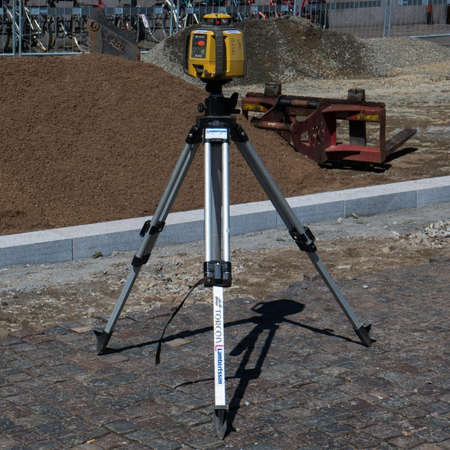 Laser instrument for street work in southern Sweden.のeditorial素材