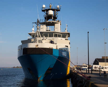 Coast Guard ship 003, at quay at the port of Karlskrona, Blekinge, Sweden.のeditorial素材