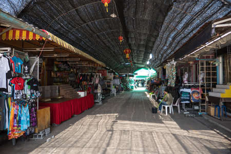 Textile market in the city of Saladan, on the northern part of the island of Koh Lanta in southern Thailand.のeditorial素材
