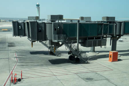 Docking ramps at the main terminal at Hamad International Airport in Doha, Qatar.