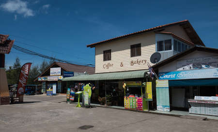 Store and office in the port of Saladan on the northern part of Koh Lanta island in southern Thailand.のeditorial素材