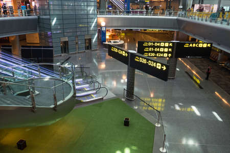 Interior from the main terminal at Hamad International Airport in Doha, Qatar.のeditorial素材