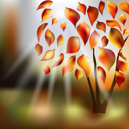 Vector illustration of autumn trees with yellow leavesのイラスト素材