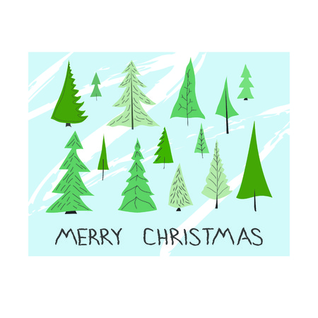 Merry christmas Card design. Vector Illustration. Flat Simple Style. Holiday decorationのイラスト素材